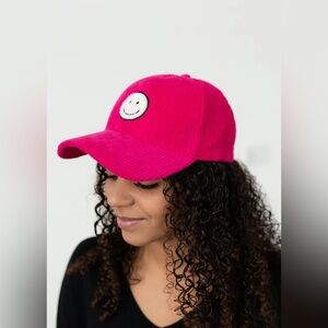 David & Young NWT Women’s Pink Smiley corduroy Baseball Cap